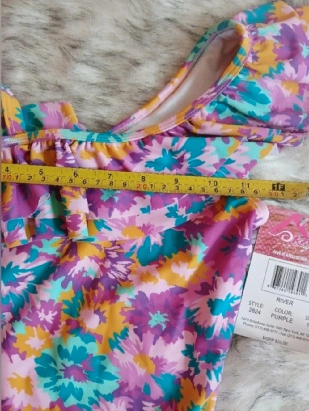Kanu Surf Floral One Piece Floral  Swimsuit With Ruffle Size - 10 NWT .